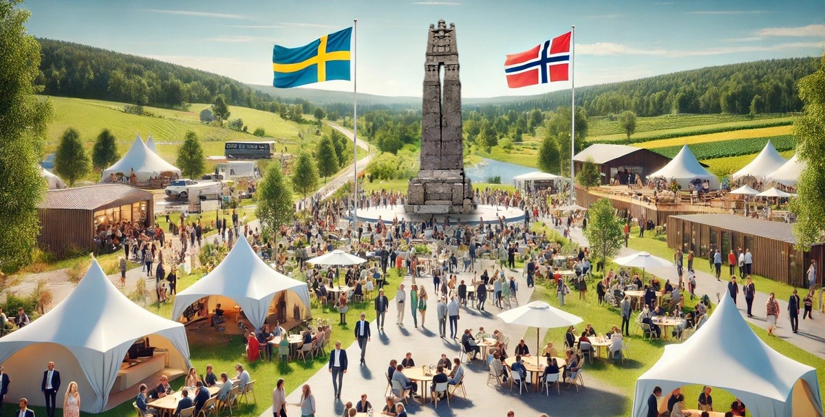 bilde av norsk og svensk flagg på grensen