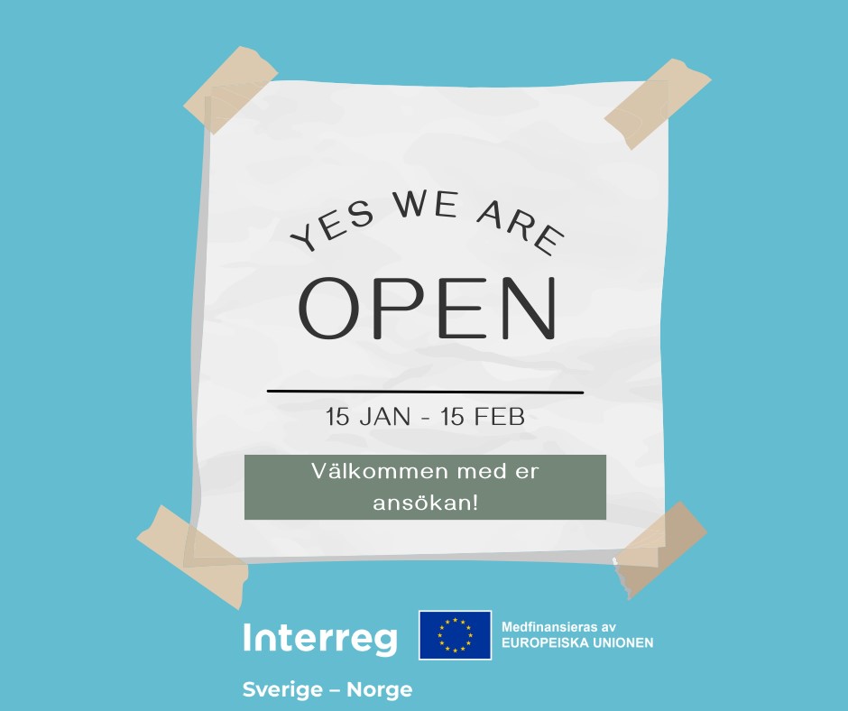 plakat for utlysning - søke Interreg Sverige-Norge