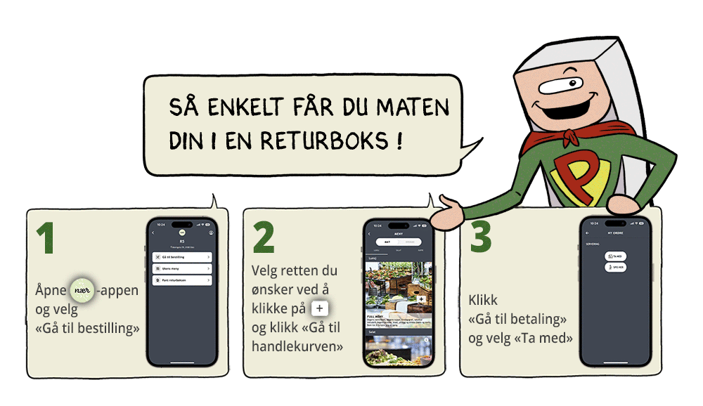 Brukerveiledning: Så enkelt får du maten din i en returboks