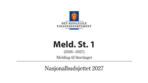 Skjermdump av forsiden på foreslått nasjonalbudsjett for 2027.