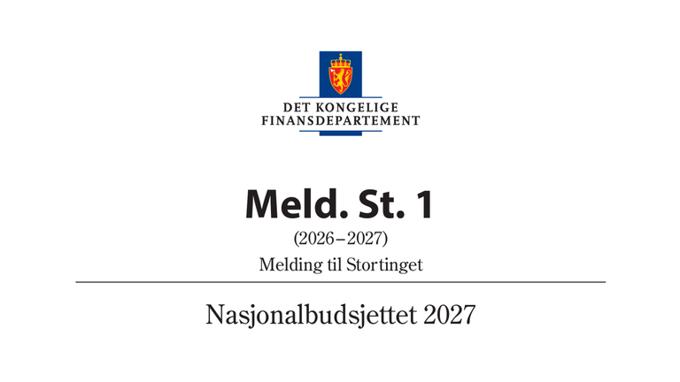 Skjermdump av forsiden på foreslått nasjonalbudsjett for 2027.