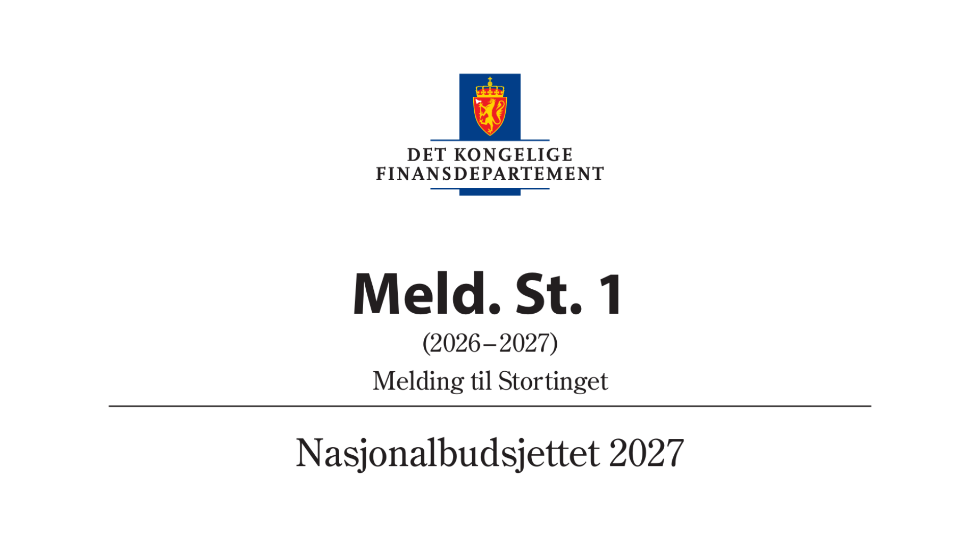 Skjermdump av forsiden på foreslått nasjonalbudsjett for 2027.